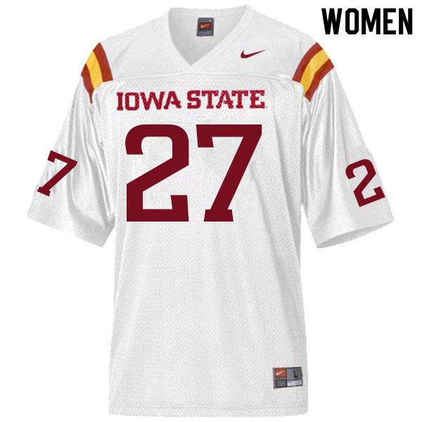 Women #27 Amechie Walker Iowa State Cyclones College Football Jerseys Sale-White - Click Image to Close